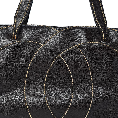Chanel Caviar CC Stitched Medium Tote Brown 17 of 17