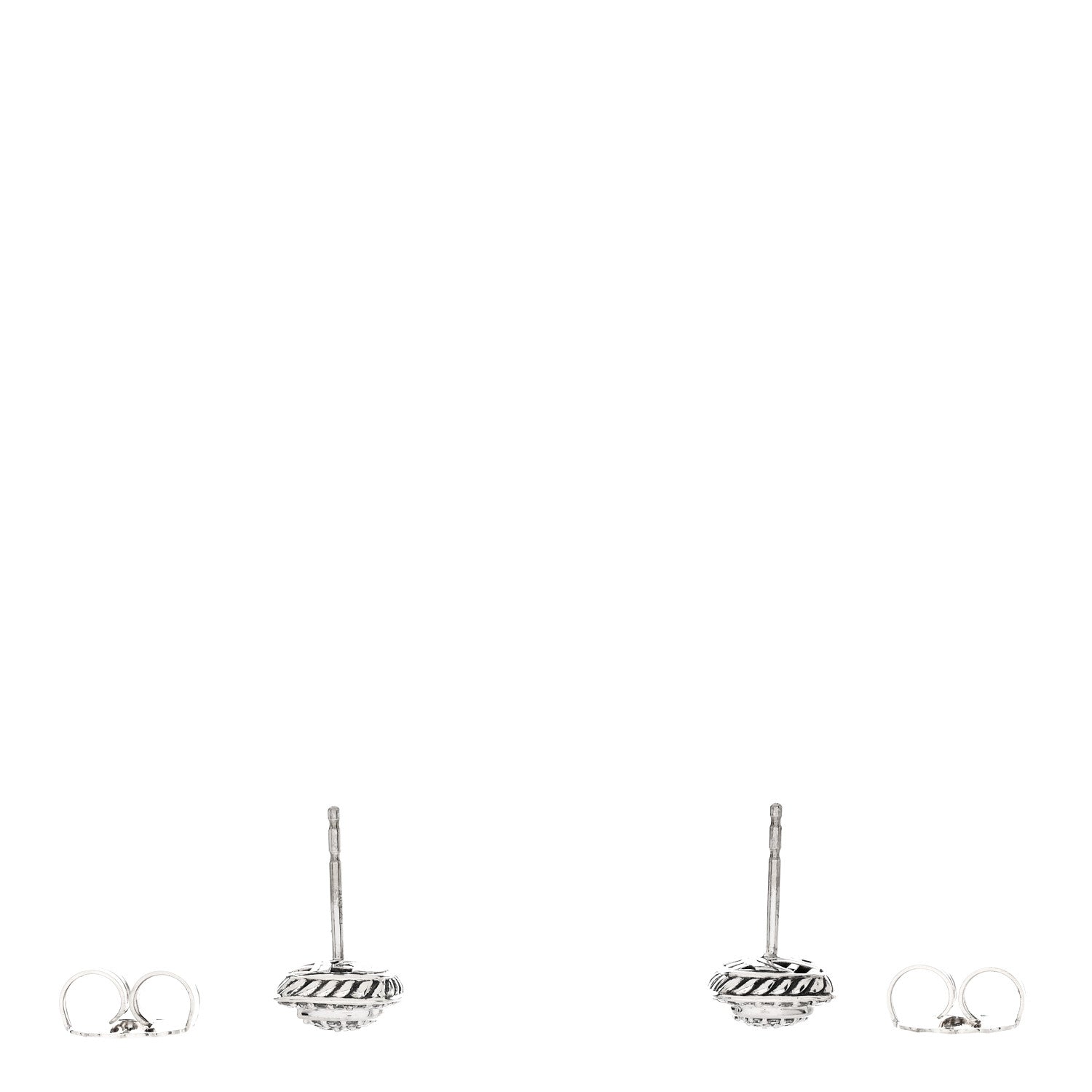 David Yurman Sterling Silver Diamond 5mm Pave Albion Earrings 3 of 4