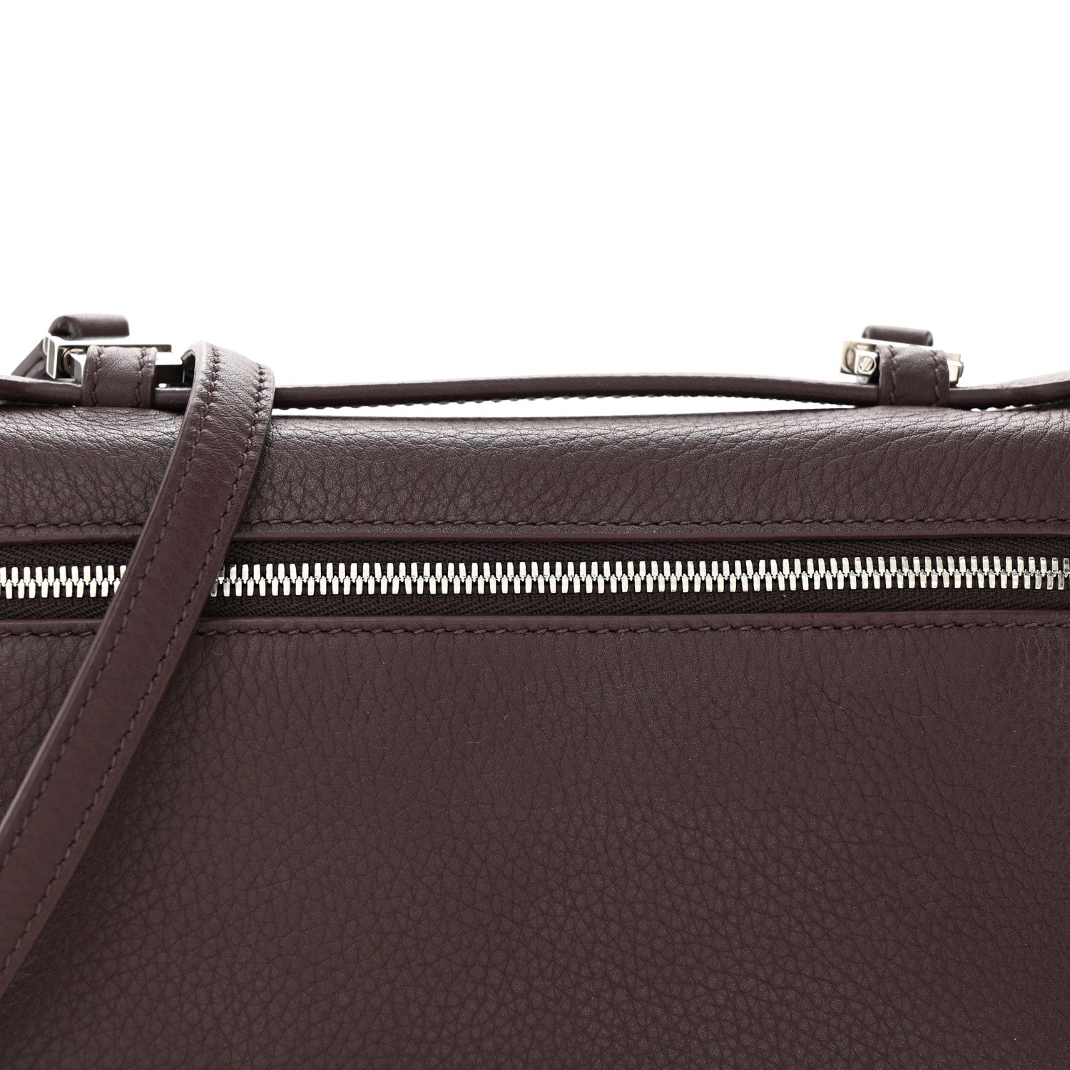 Loro Piana Grained Calfskin L19 Extra Pocket Pouch Plum 7 of 9