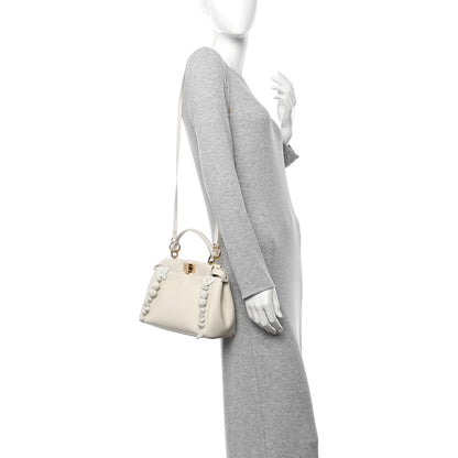 Fendi Nappa Rosebud Mini Peekaboo Iconic Satchel Bianco 2 of 10