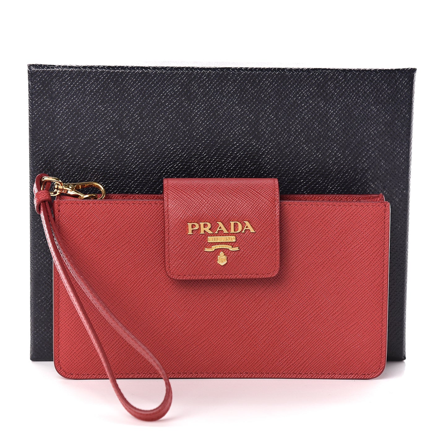 Saffiano Metal Wristlet iPhone Case Fuoco