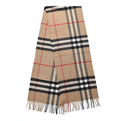 Burberry Cashmere Giant Check Fringe Scarf Archive Beige 3 of 5