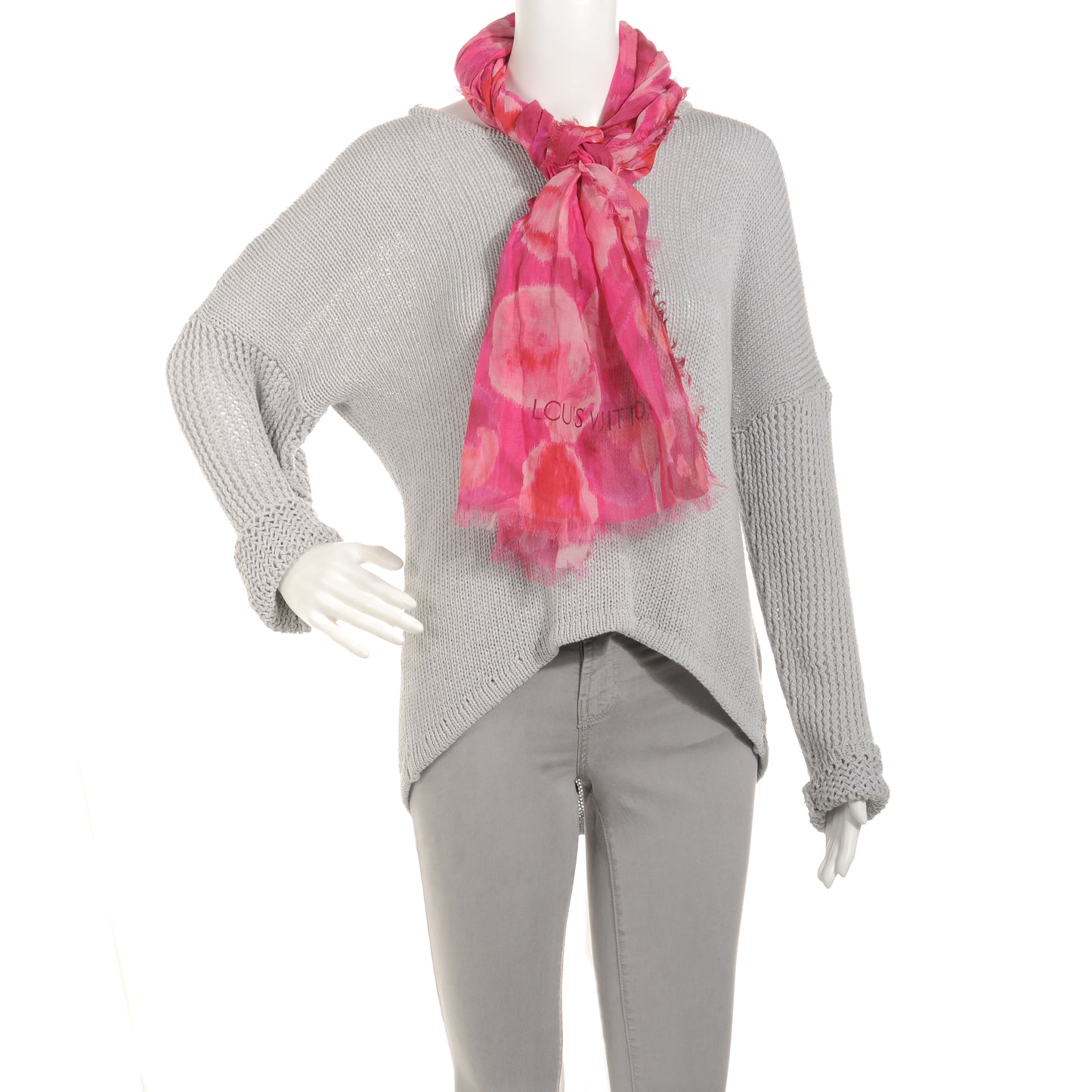 Cotton Silk Ikat Pareo Scarf Rose Indien