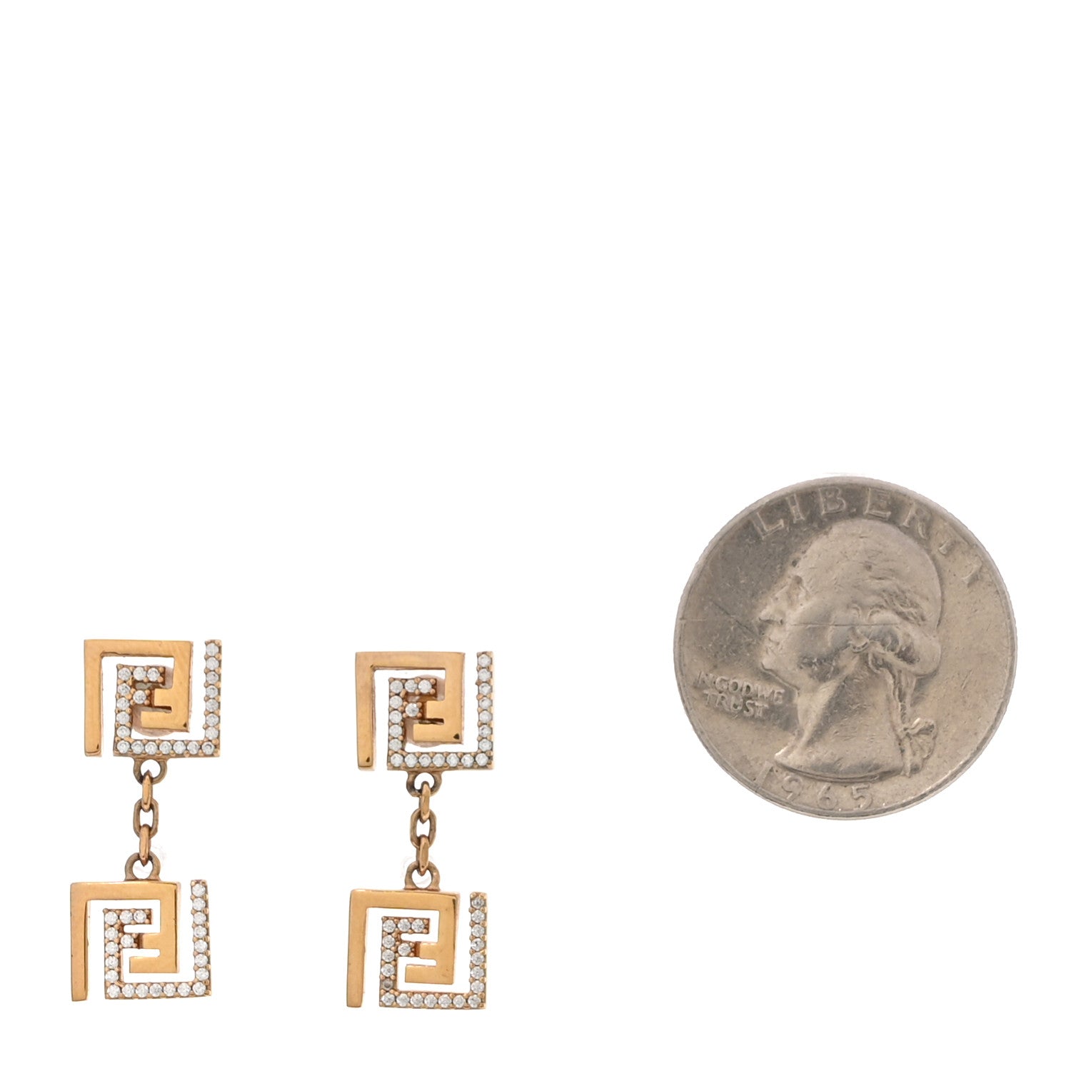 Fendi Metal Crystal Fendace Drop Earrings Gold 2 of 4
