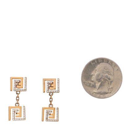 Fendi Metal Crystal Fendace Drop Earrings Gold 2 of 4