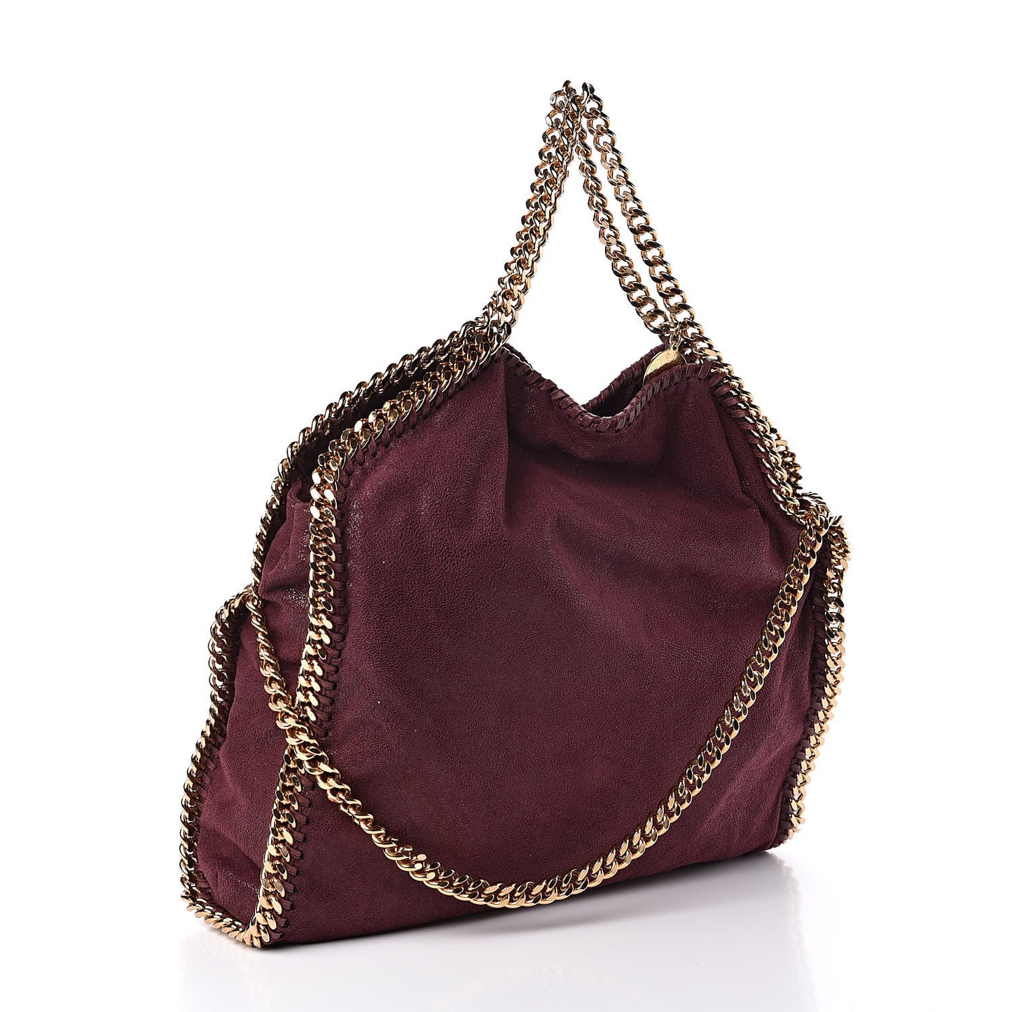Shaggy Deer Falabella Fold Over Tote Burgundy