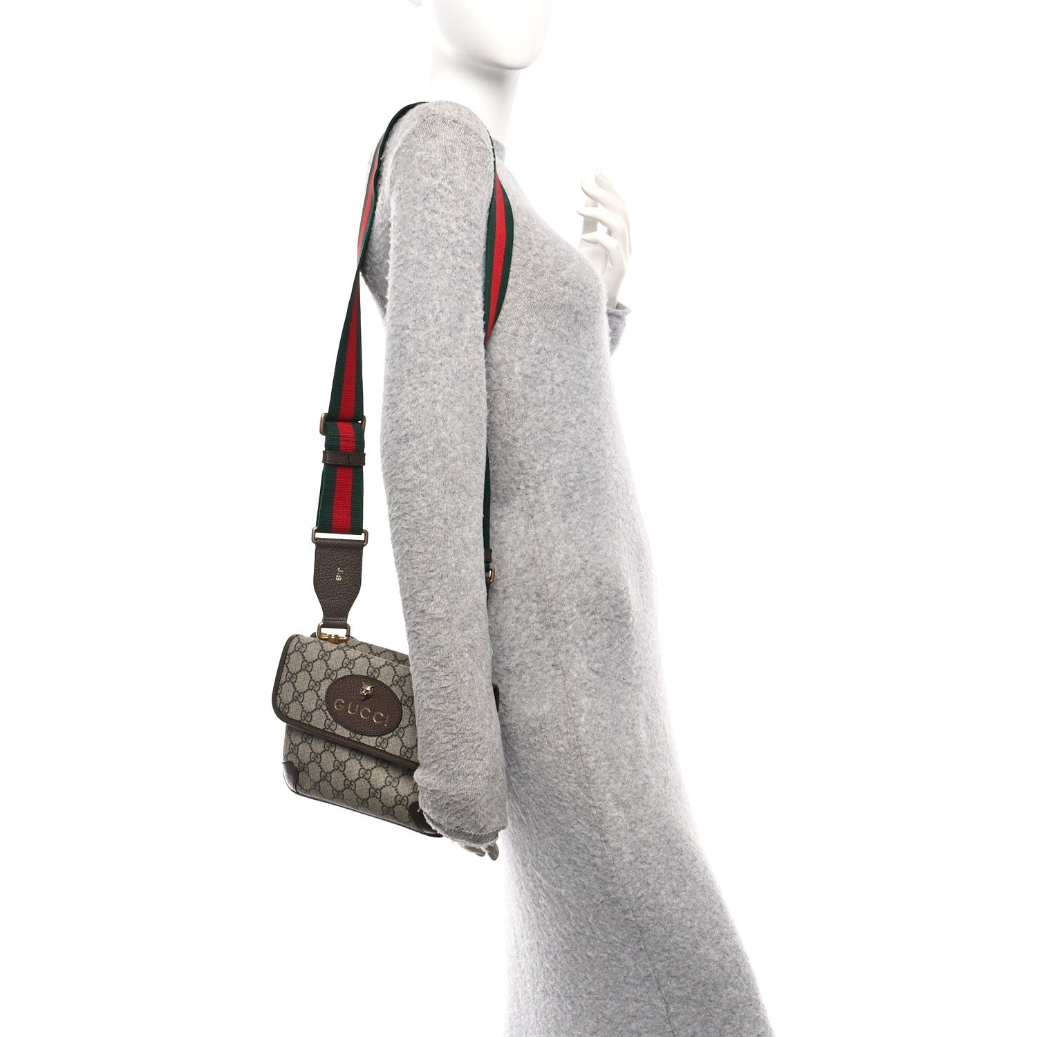 Gucci GG Supreme Monogram Web Small Neo Vintage Double Flap Messenger Bag Beige New Acero 2 of 11