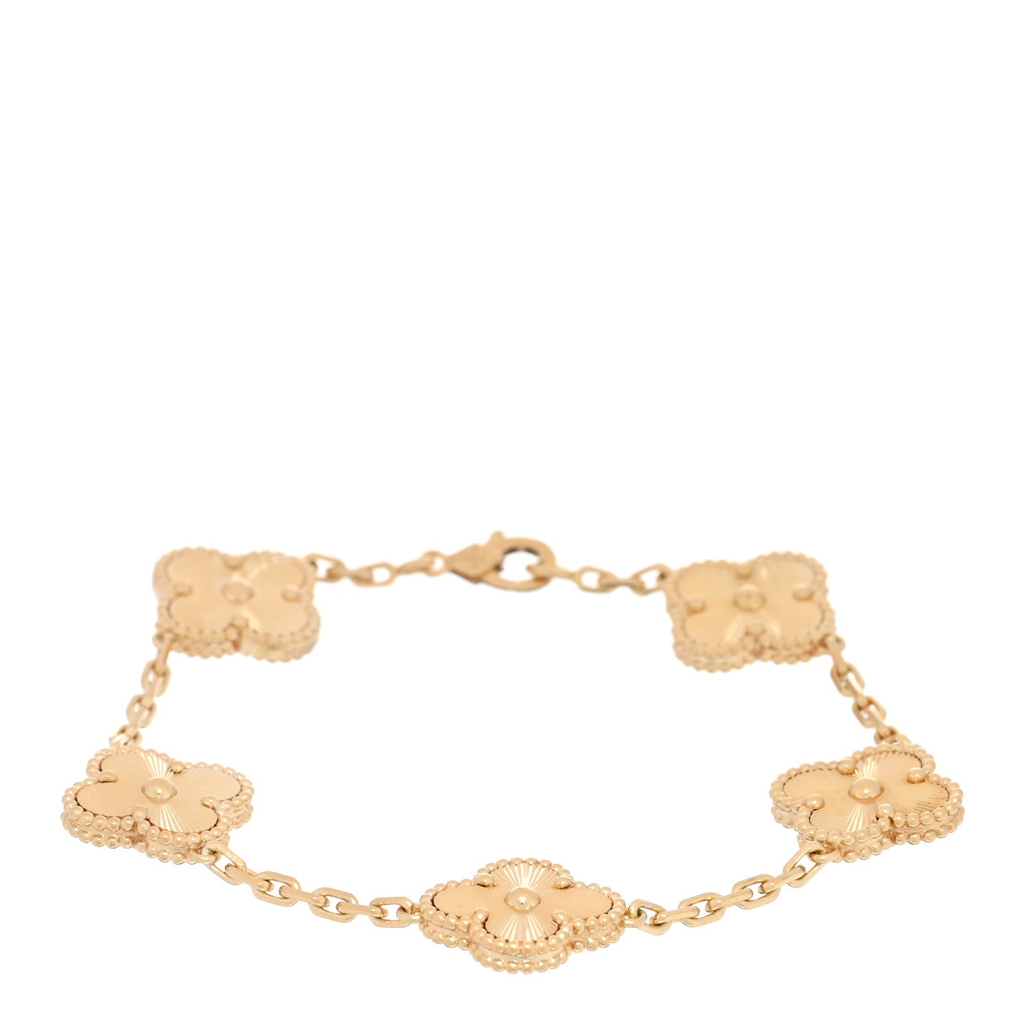 Van Cleef & Arpels 18K Yellow Gold 5 Motifs Guilloche Vintage Alhambra Bracelet 1 of 4