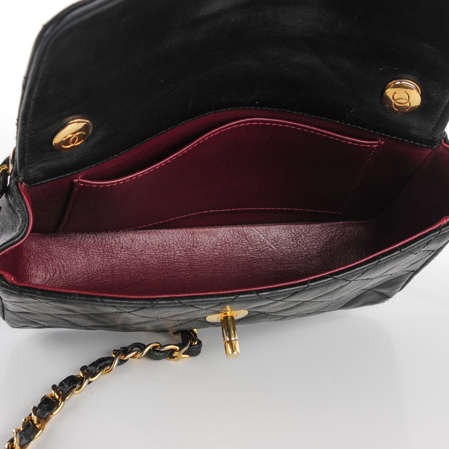 Lambskin Quilted Mini Rectangular Flap Black