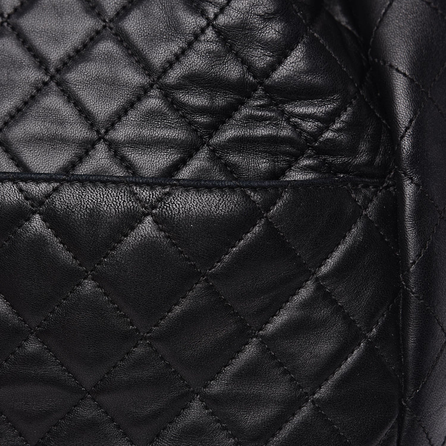 Chanel Lambskin Quilted Large Drawstring Bag Black 12 of 15