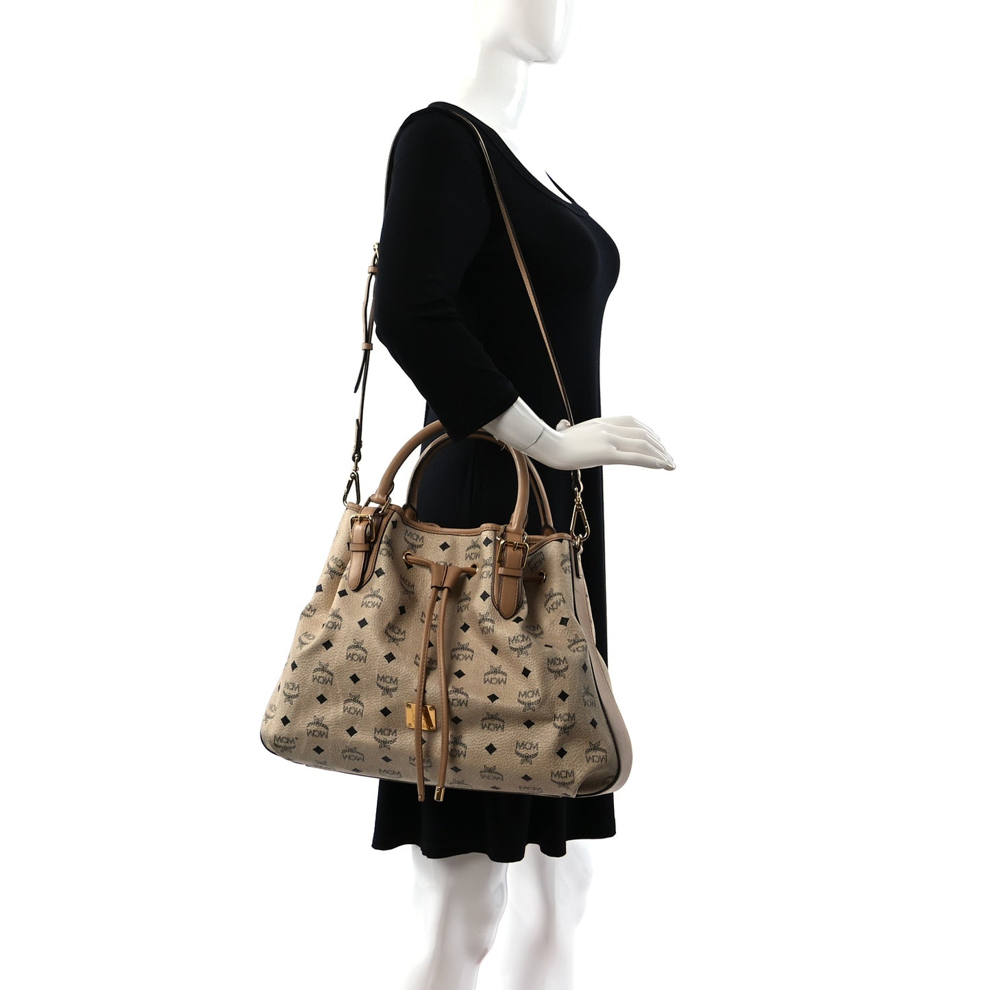 Visetos Drawstring Bucket Bag Beige