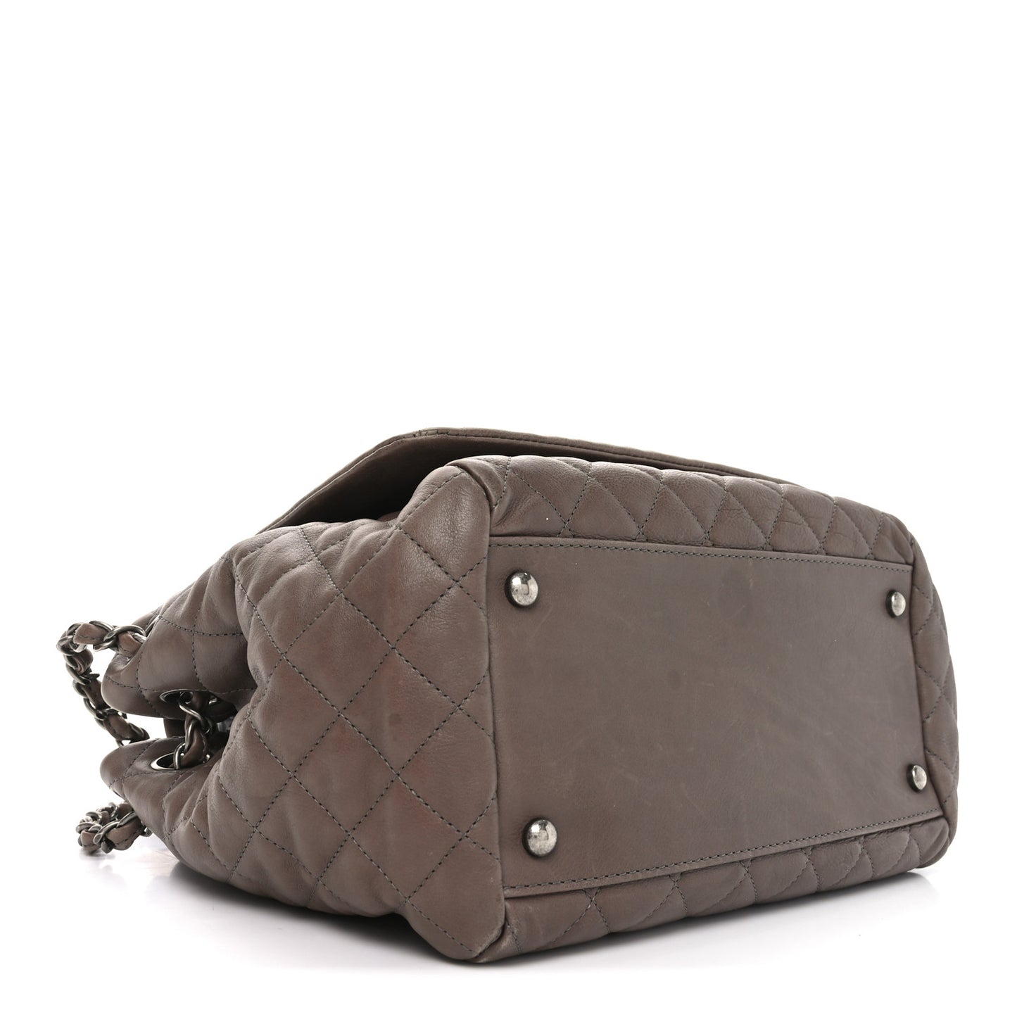 Calfskin Quilted Istanbul Accordion Flap Dark Grey