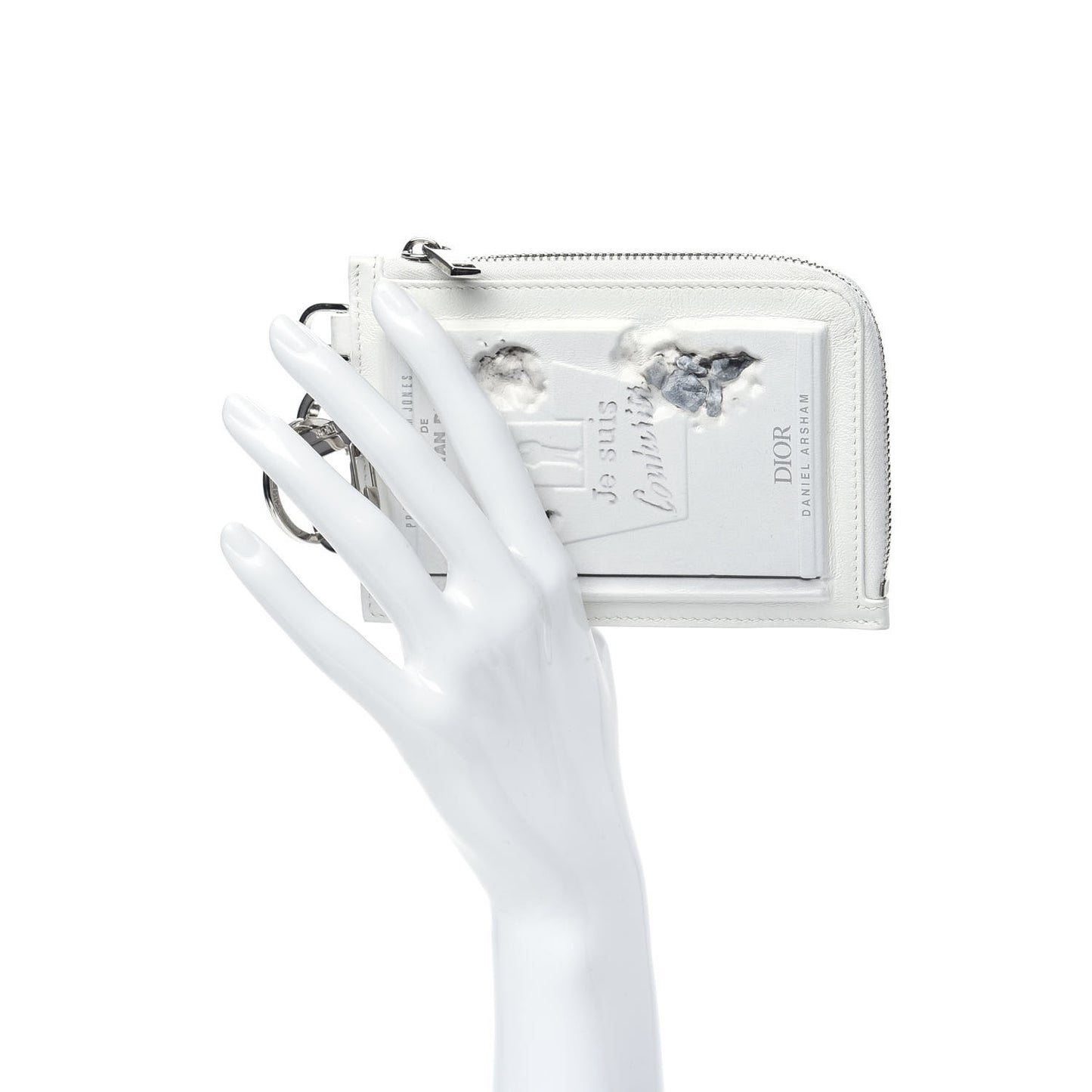 X DANIEL ARSHAM Grained Calfskin Zip Charm White