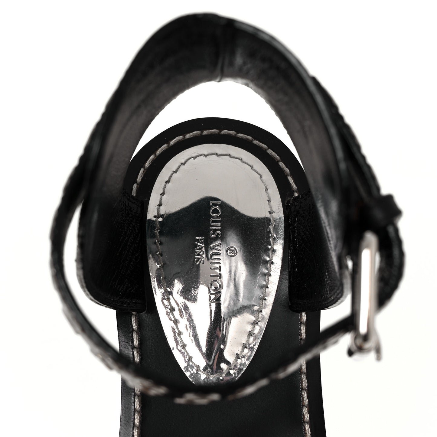 Calfskin Monogram Passenger Flat Sandals 37 Black