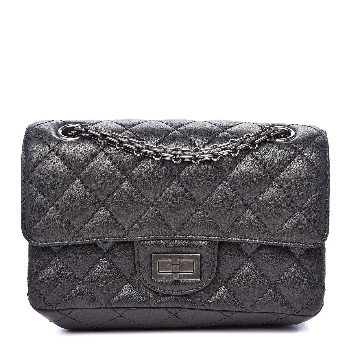 Sheepskin Quilted 2.55 Reissue Mini Flap Dark Grey