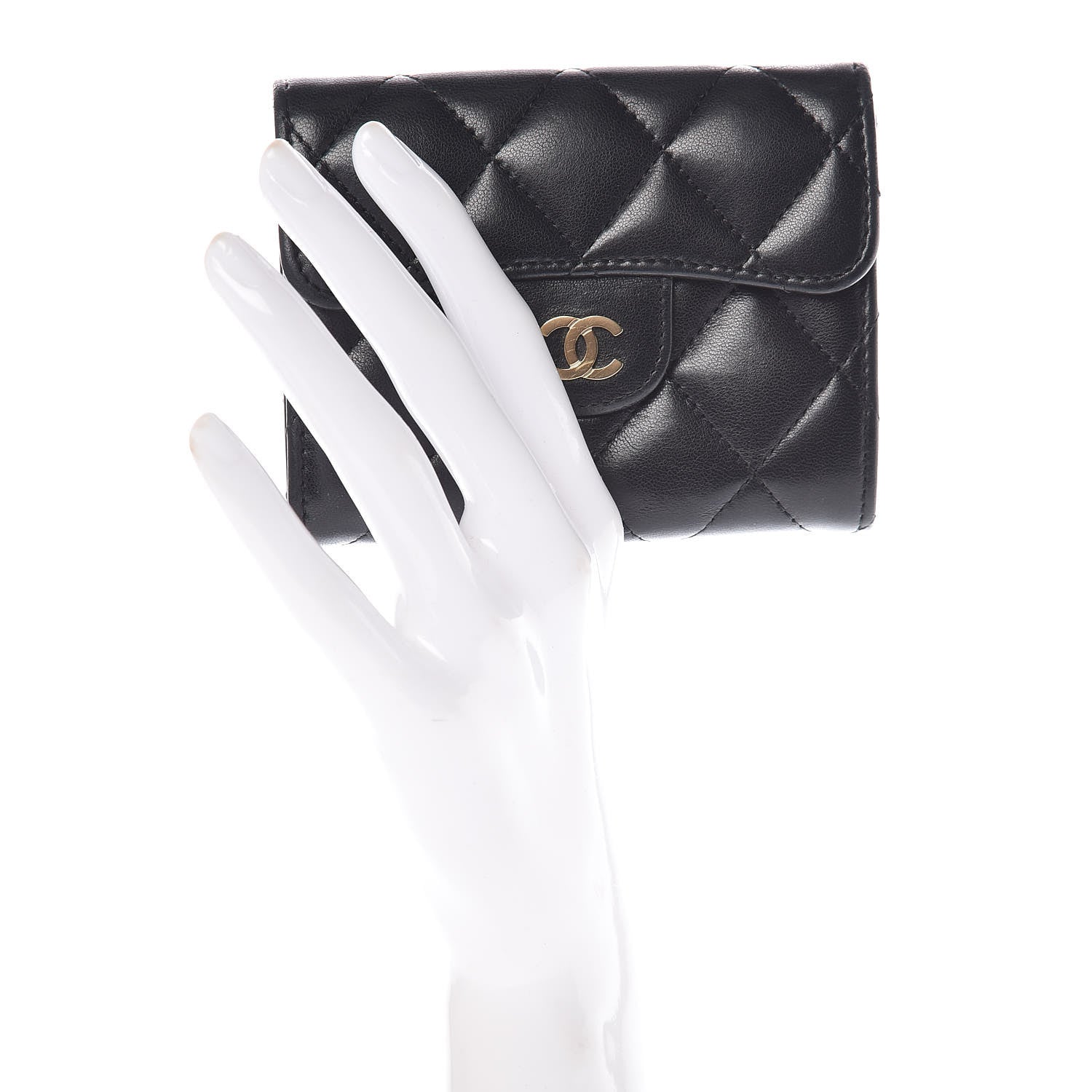 Chanel Lambskin Quilted Flap Card Holder Wallet Black 2 of 9