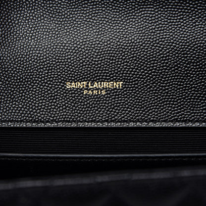 Saint Laurent Grain De Poudre Textured Mixed Matelasse Triquilt Medium Monogram Satchel Black 7 of 10