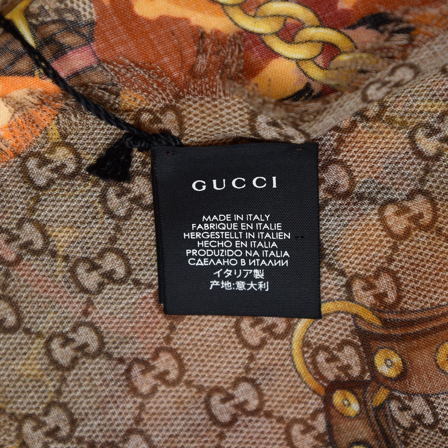 Gucci Wool Jacquard GG Monogram Big Panshie Fringe Shawl Sun Beige 5 of 6