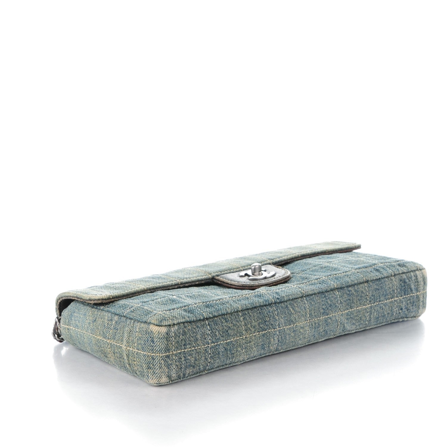 Chanel Denim Chocolate Bar Quilted East West Flap 4 of 13