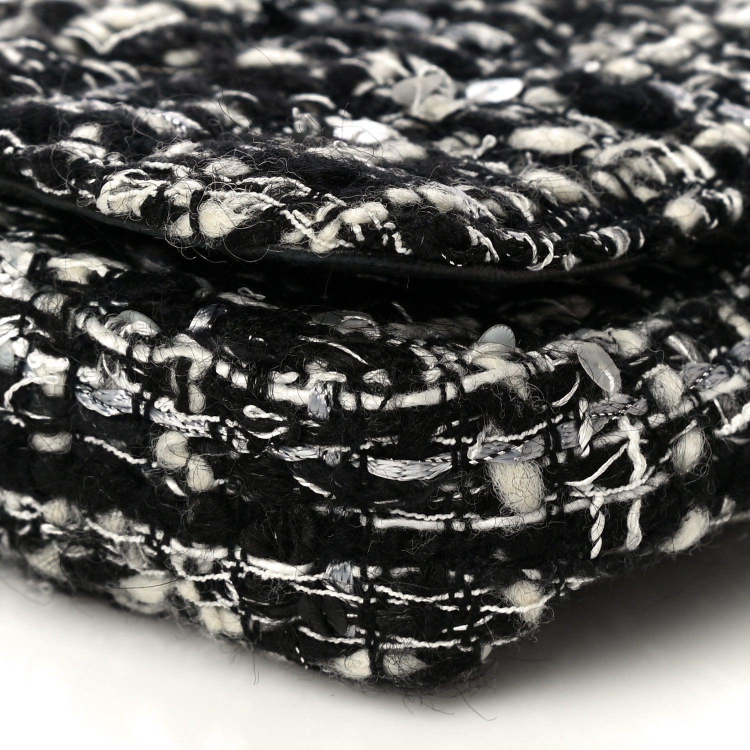 Chanel Sequin Tweed Single Flap Ecru Black 10 of 32