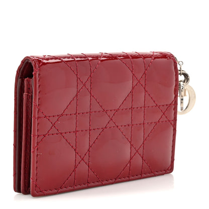 Christian Dior Patent Cannage Small Lady Dior Flap Card Holder Scarlet 3 of 7