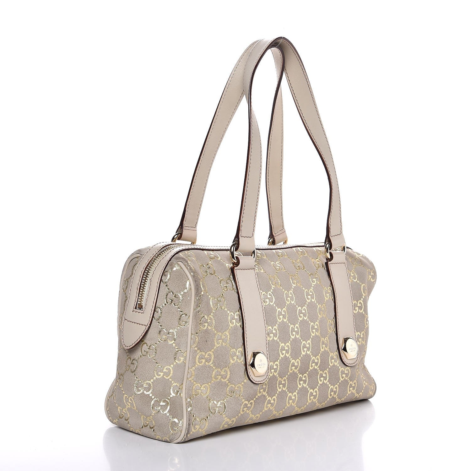 Gucci Guccissima Suede Small Charmy Boston Off White 3 of 7