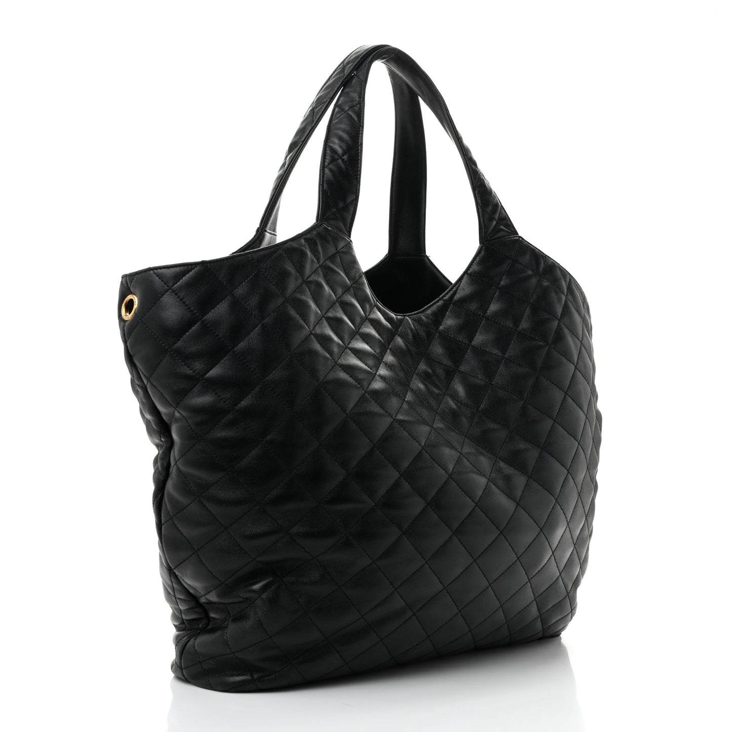 Lambskin Quilted Maxi Icare Shopping Tote Black