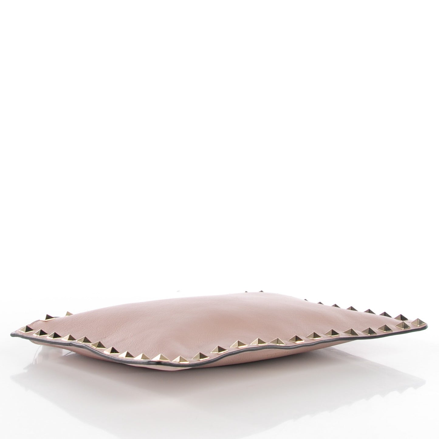 Calfskin Medium Rockstud Zip Pouch Poudre