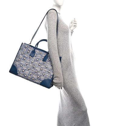MCM Jacquard Monogram Munchen Extra Large Tote Blue 2 of 11