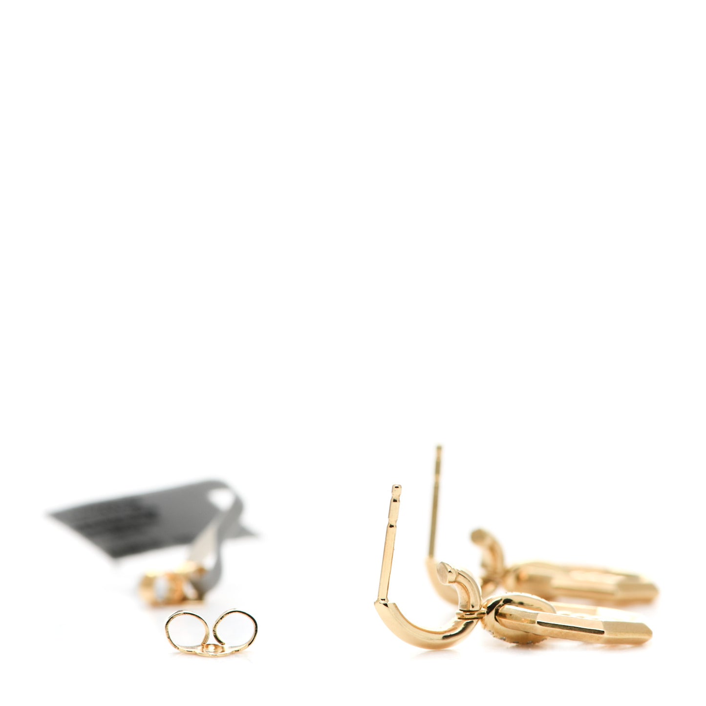18K Yellow Gold Diamond 16mm Stax Drop Earrings