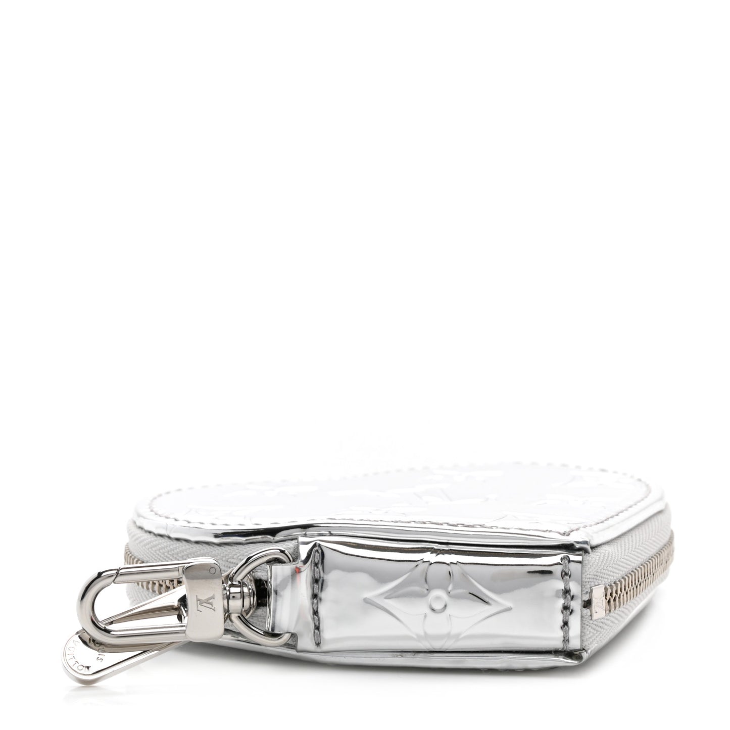 Monogram Mirror Heart Coin Purse Silver