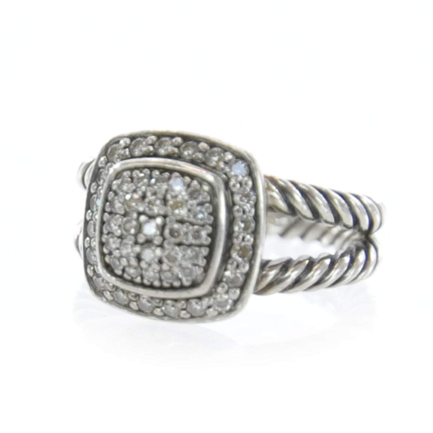 Sterling Silver Diamond 7mm Petite Albion Pave Ring 46 3.75