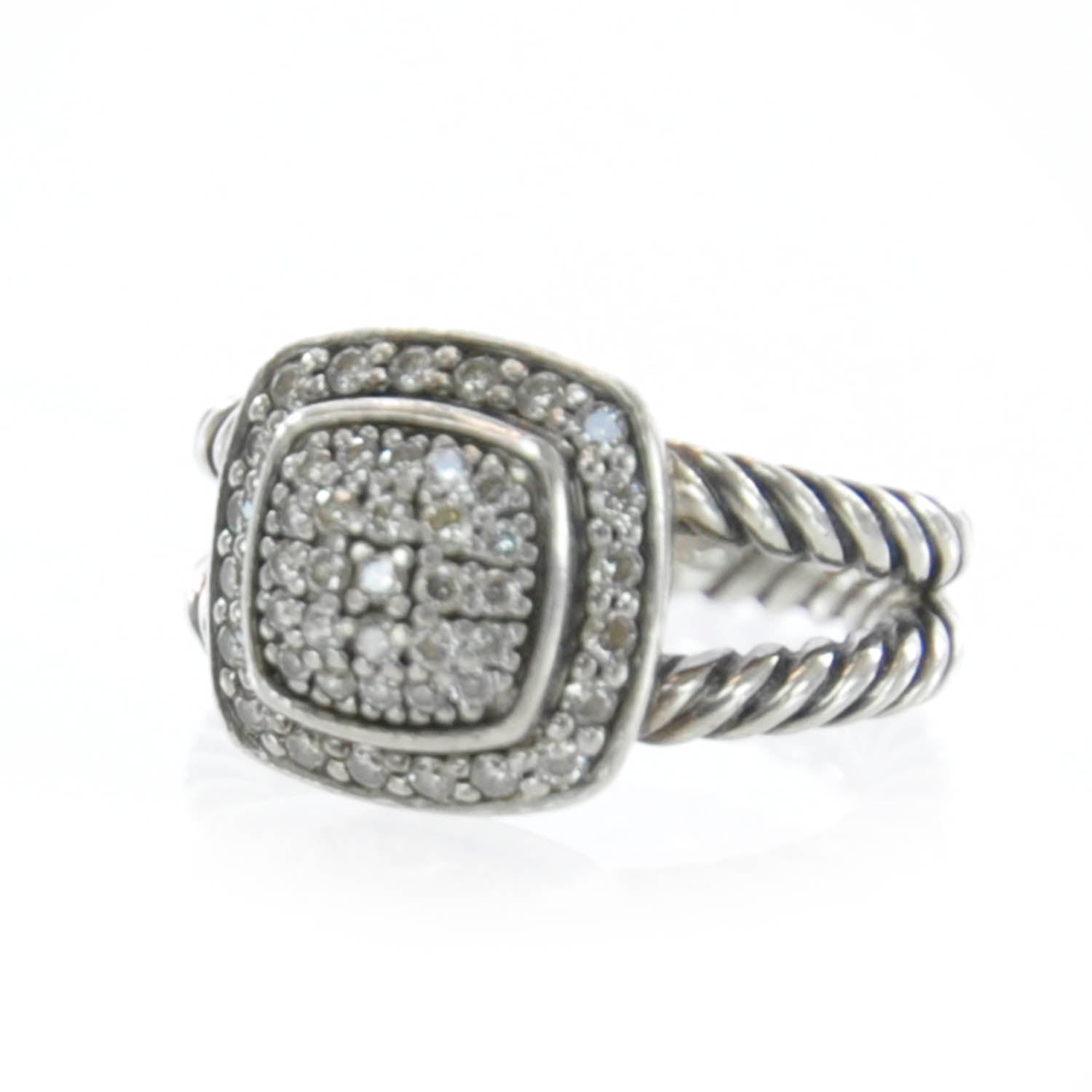 David Yurman Sterling Silver Diamond 7mm Petite Albion Pave Ring 46 3.75 2 of 8