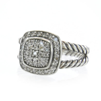 David Yurman Sterling Silver Diamond 7mm Petite Albion Pave Ring 46 3.75 2 of 8