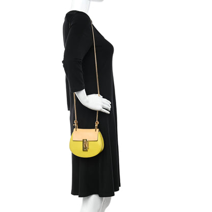 Chloe Grained Calfskin Lambskin Mini Bi-Color Drew Shoulder Bag Yellow Beige 3 of 12