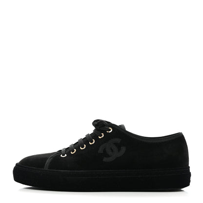 Chanel Velvet Womens CC Sneakers 40 Black 1 of 8