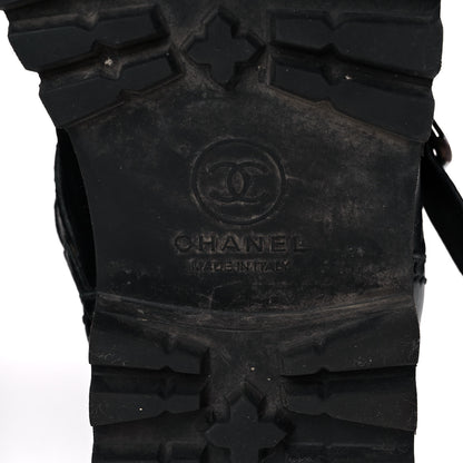 Chanel Calfskin Quilted Buckle Biker Boots 37 Black 6 of 8
