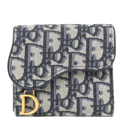 Christian Dior Oblique Saddle Lotus Wallet Blue 1 of 9