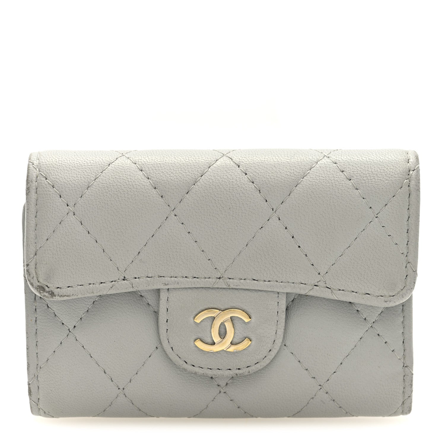 Chanel Lambskin Quilted Classic 4 Key Holder Wallet Grey 1 of 8