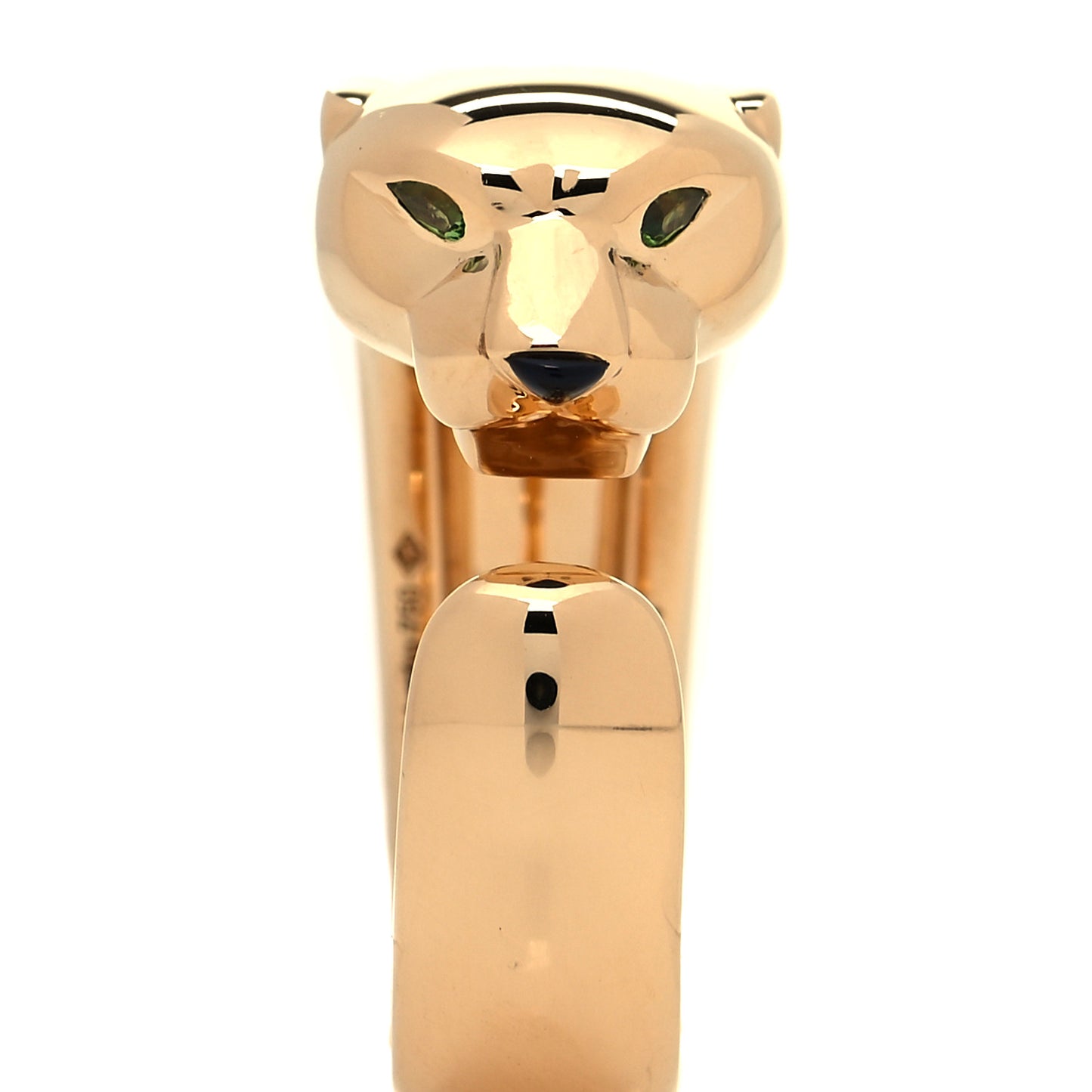 18K Yellow Gold Tsavorite Onyx Panthere De Cartier Ring 54 6.75