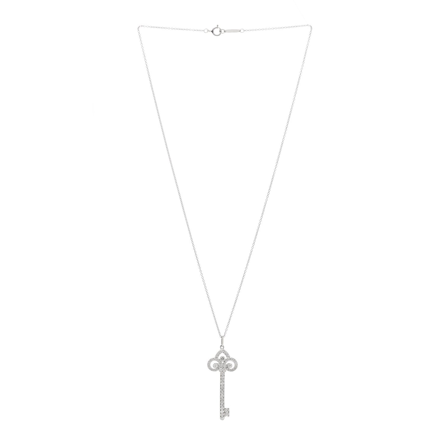 Platinum Diamond .41ct Fleur De Lis Key Pendant Necklace