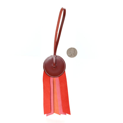 Hermes Vache Hunter Milo Lambskin Paddock Flot Bag Charm Orange Poppy Rose Azalee Red 2 of 3