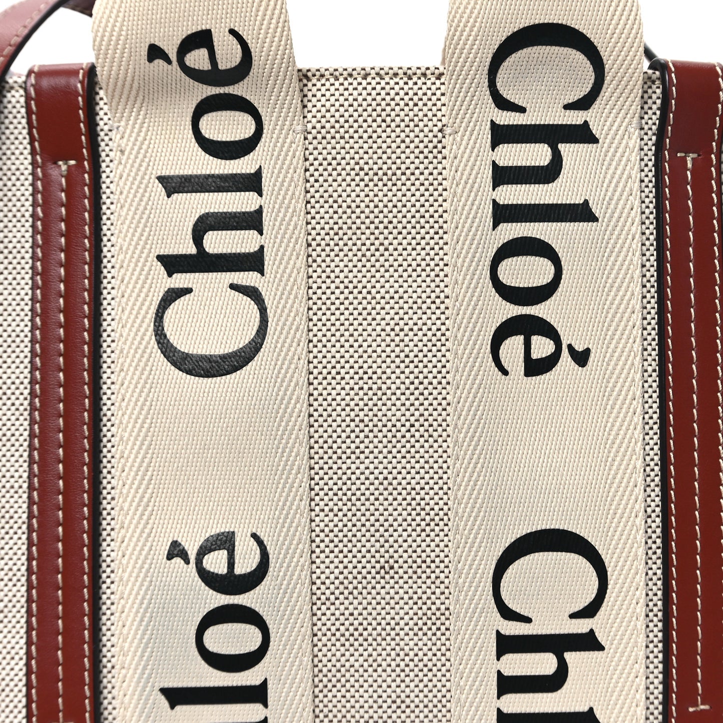 Cotton Calfskin Small Woody Ribbon Tote With Strap White Brown