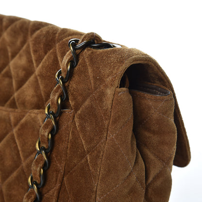 Chanel Suede Quilted Jumbo Single Flap Brown 17 of 18