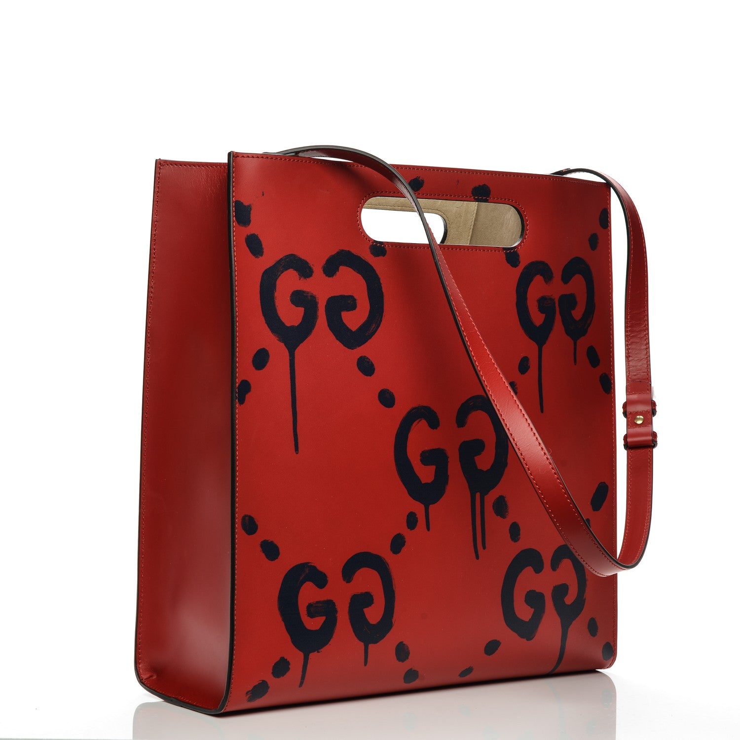 Gucci Calfskin GucciGhost Real Medium XL Tote Hibiscus Red 3 of 6