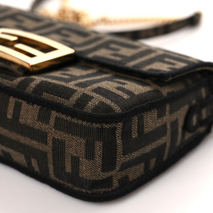 Fendi Fabric Jacquard FF 1974 Mini Baguette Tobacco Moro Black 8 of 8