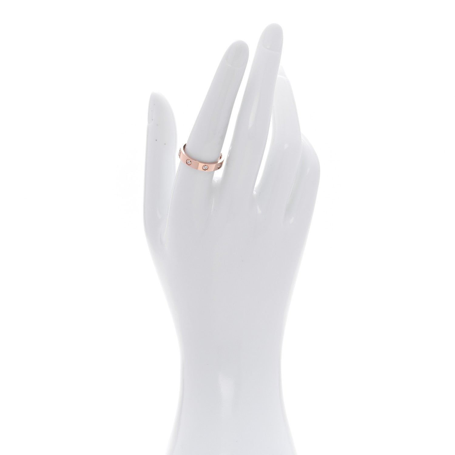 Cartier 18K Pink Gold 8 Diamond 4mm LOVE Wedding Band Ring 56 7.5 2 of 4