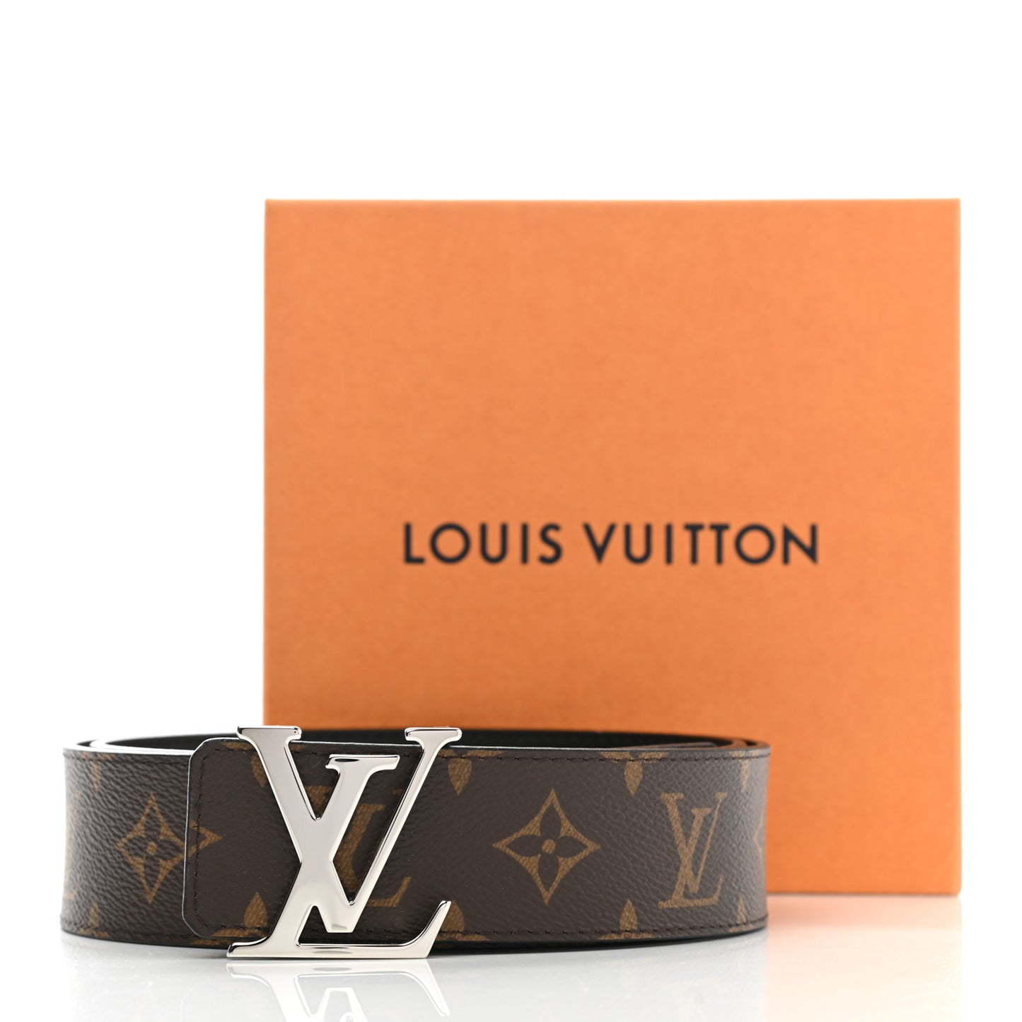 Calfskin Monogram 40mm LV Initiales Reversible Belt 90 36 Black