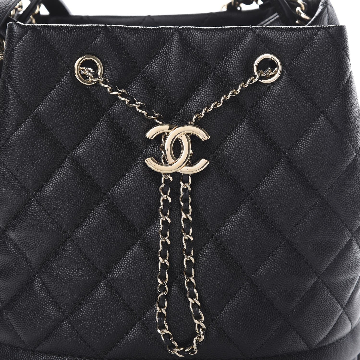 Chanel Caviar Quilted Large Rolled Up Bucket Drawstring Bag Black 7 of 16