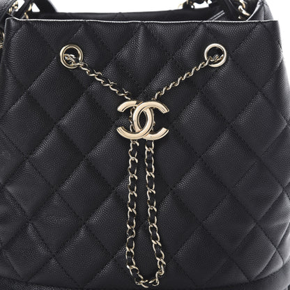 Chanel Caviar Quilted Large Rolled Up Bucket Drawstring Bag Black 7 of 16